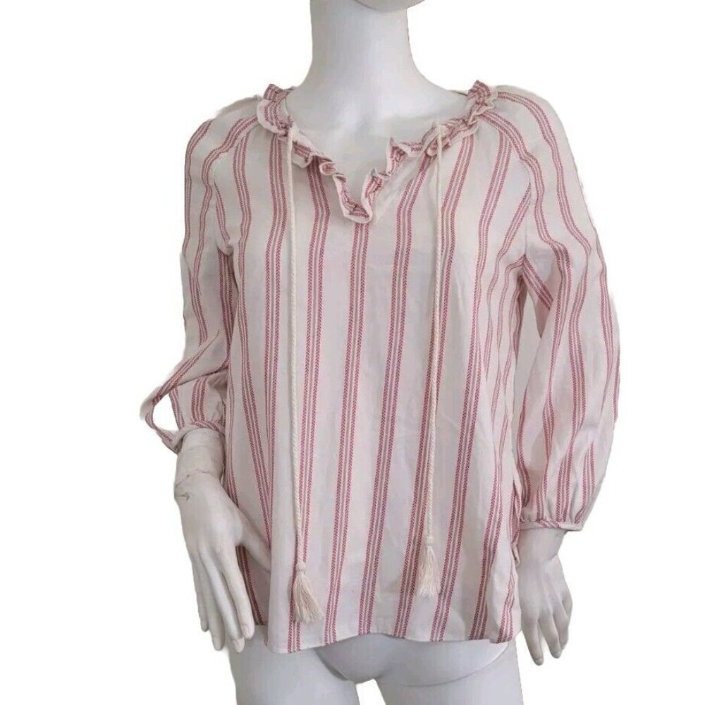 A loves A Women's Top Blouse Size XS cotton Ruffled Peasant NWt 35